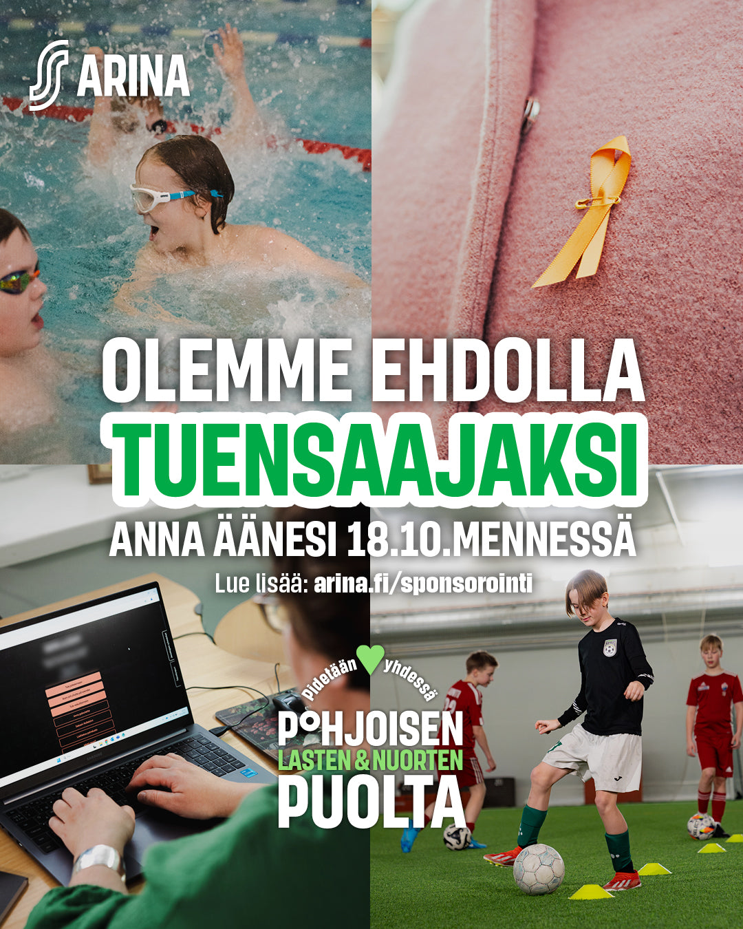 Anna äänesi Käsityökoulu Peukulle Osuuskauppa Arinan "Pidetään yhdessä Pohjoisen puolta" tukihaussa!